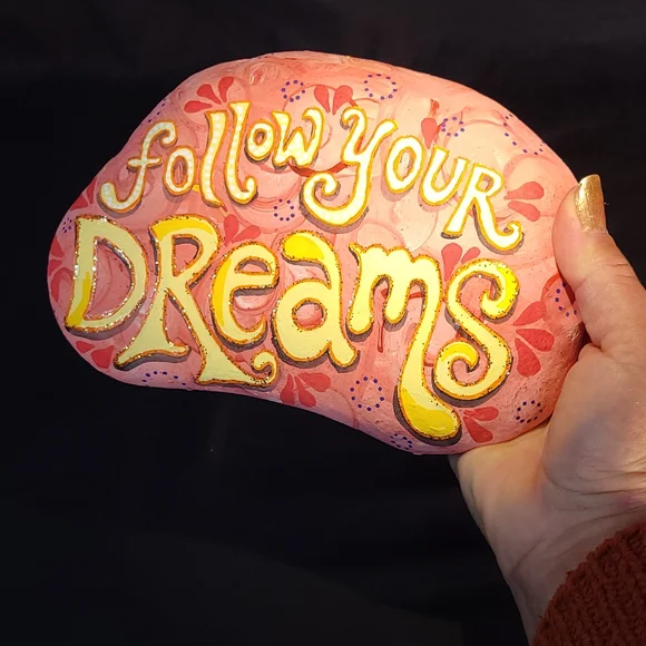 Hand Painted Rock Follow Your Dreams - Picture 1 of 9